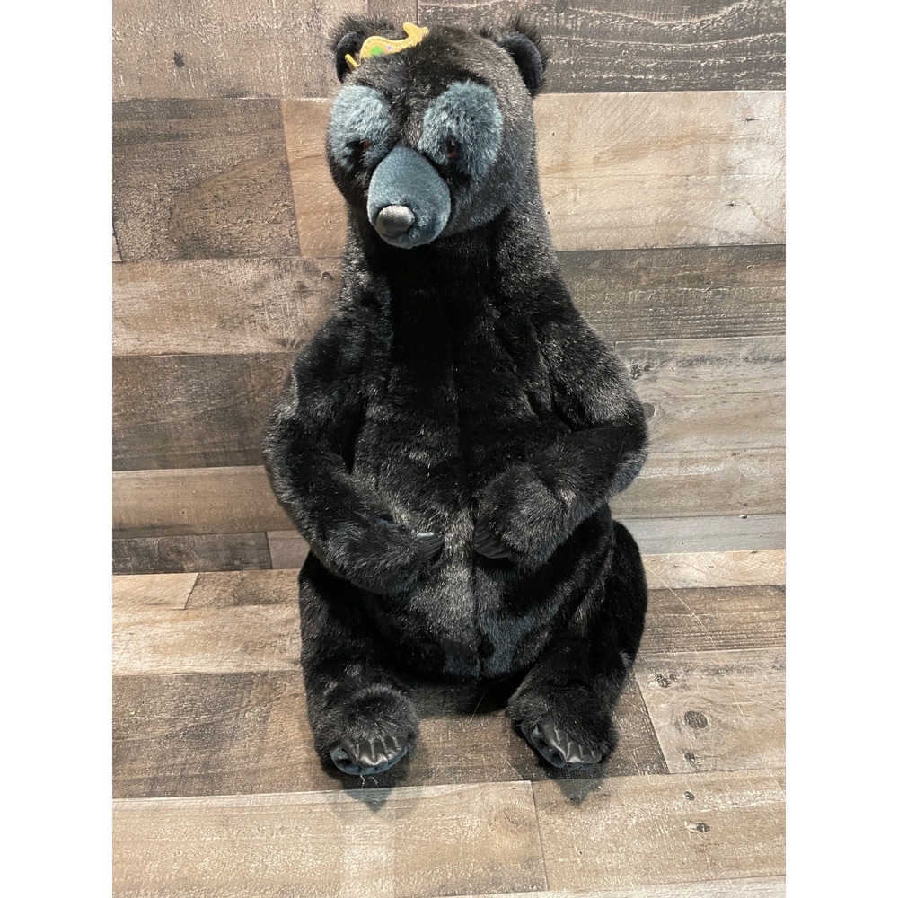 Disney Pixar Brave Queen Elinor Bear Plush Black Faux Fur Crown 23 Inch Toy